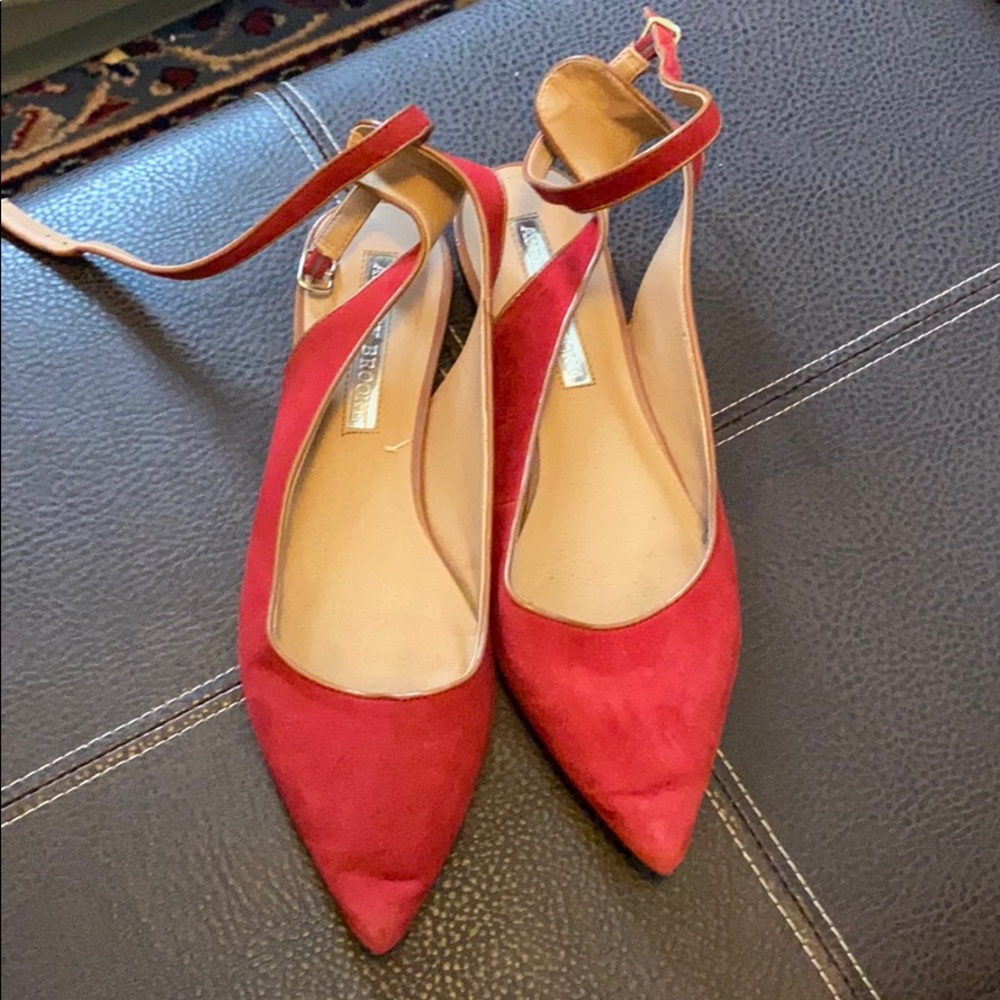 Red pointed toe flats